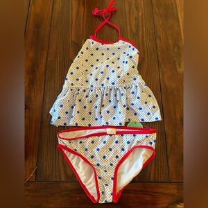 Copper Key Girl’s Polka Dot Halter Ruffle Tankini size 12
